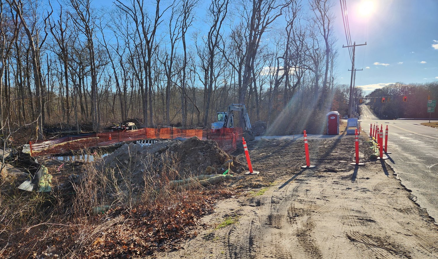 The cellular tower's footing is being built just off Route 88, at Masquesatch and Drift roads. This photo shows the view west from the south side of Drift Road.