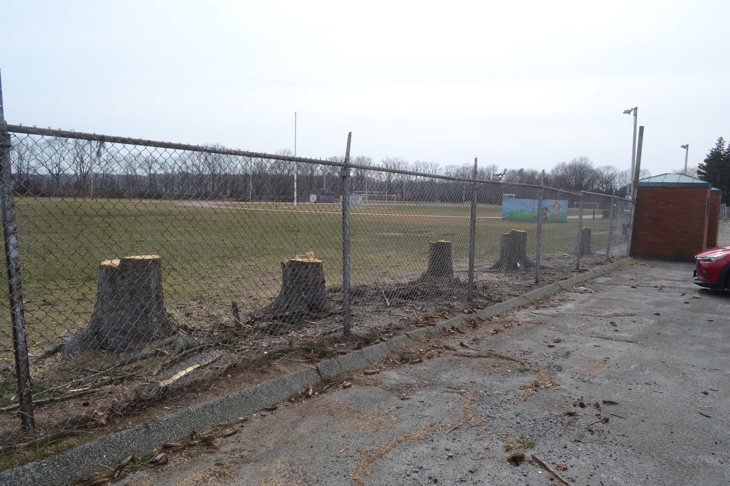 A line of trees near the soccer field at KMS were noticed to have been cut down recently, prompting some residents to ask why.