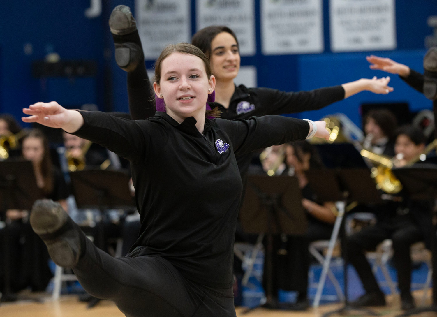 Delaney Clays and the dance team perform with the Mt. Hope Marching Band during I want to Hold Your Hand.