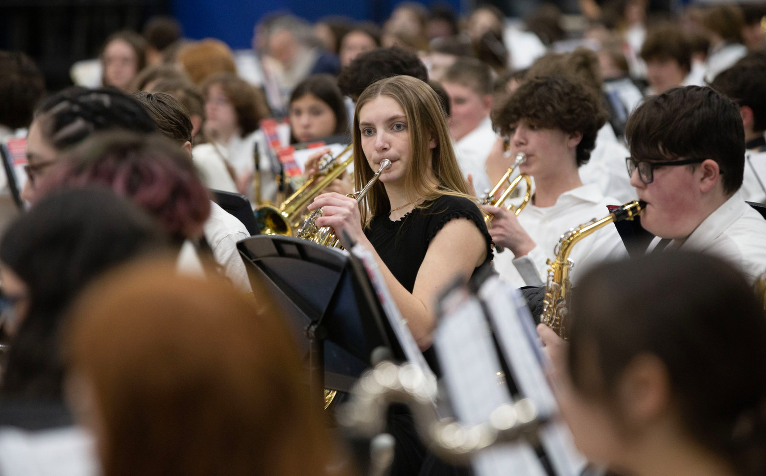 Imogene Miller performs with the Kickemuit Middle School Band.