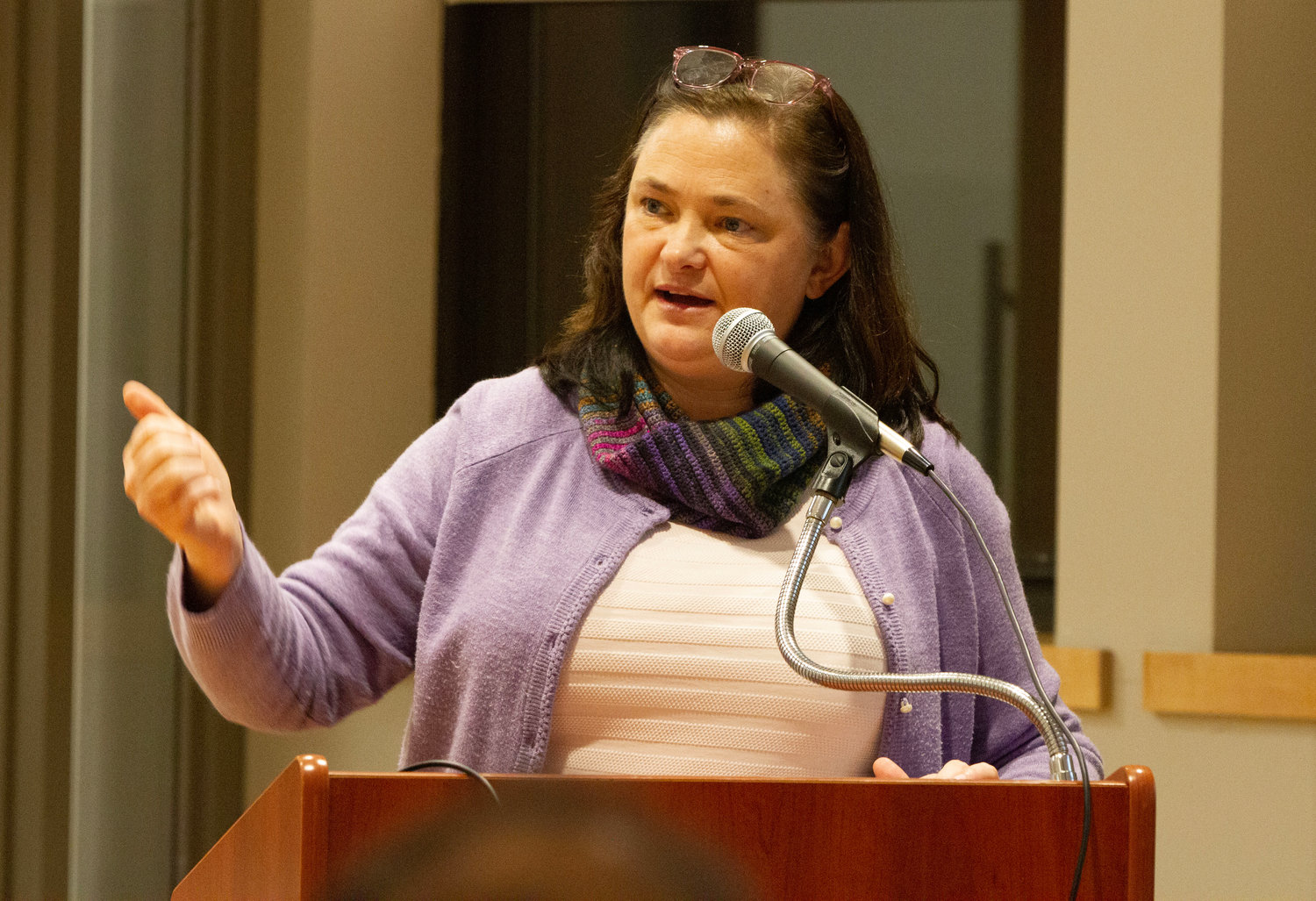 Barrington Town Planner Teresa Crean speaks during the Planning Board workshop on Tuesday night, March 28.