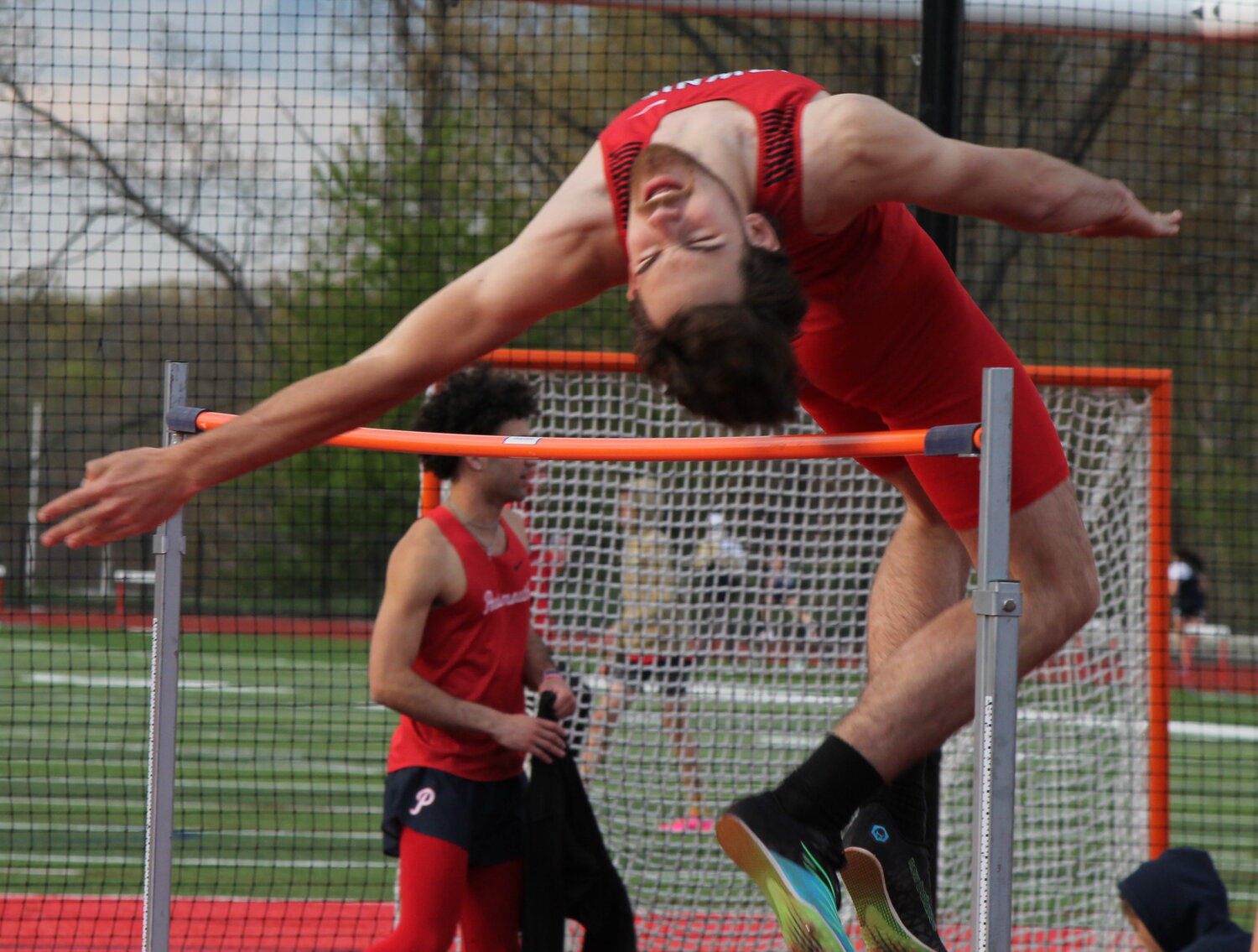 East Providence High School's Dylan Slavick competes in the high jump for the Townies in their Eastern Division outdoor track and field meet Monday, April 24.