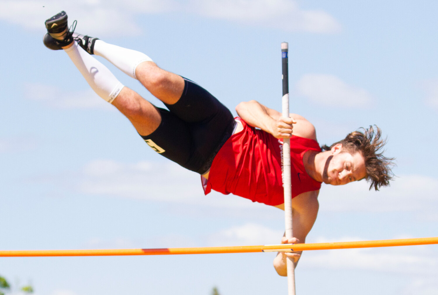 Christian Claytor took second place in the boys’ pole vault with a vault of 11 feet even.