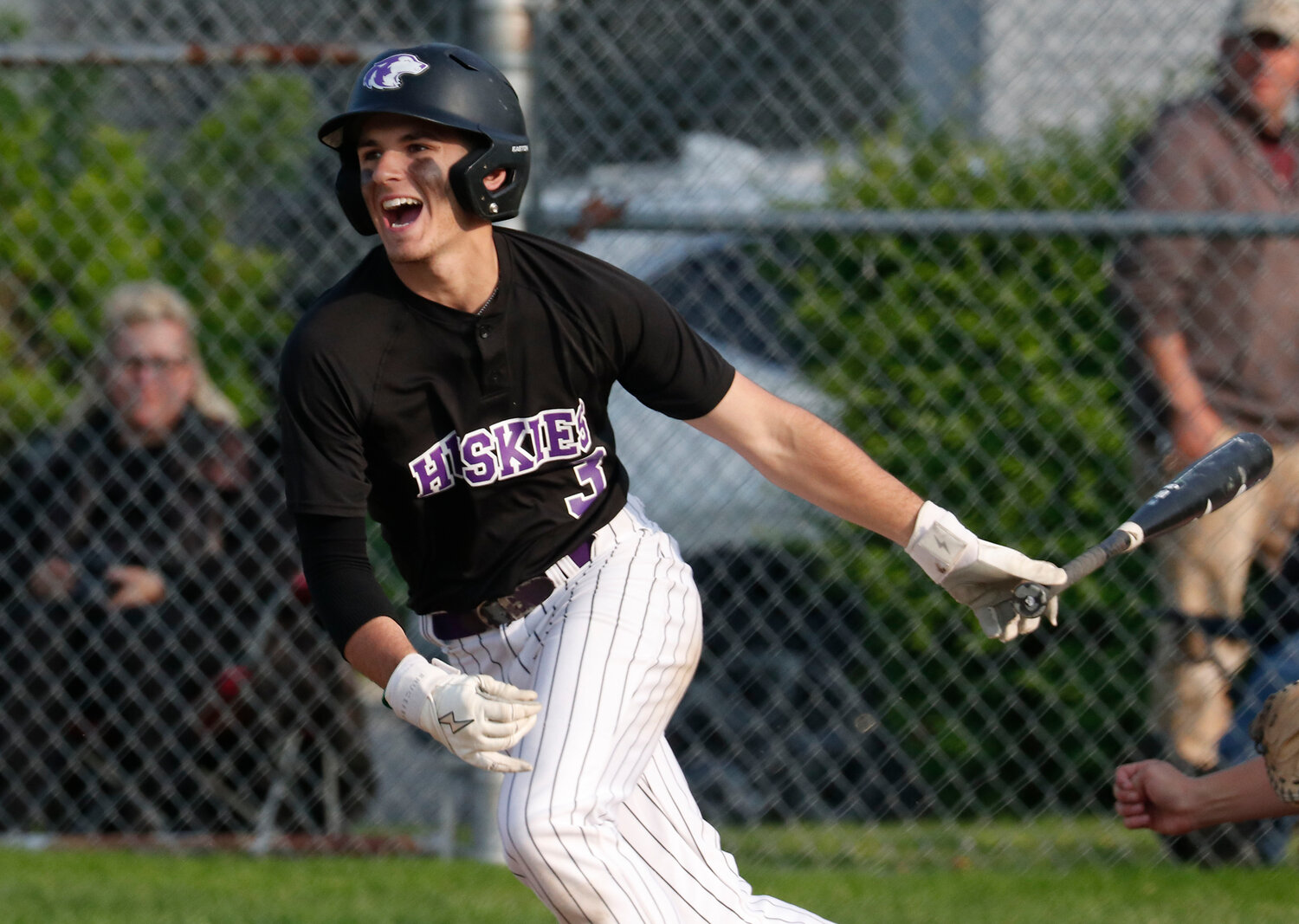 Parker Camelo winces as he smashed a grounder to shortstop for the third out of the 6th inning.
