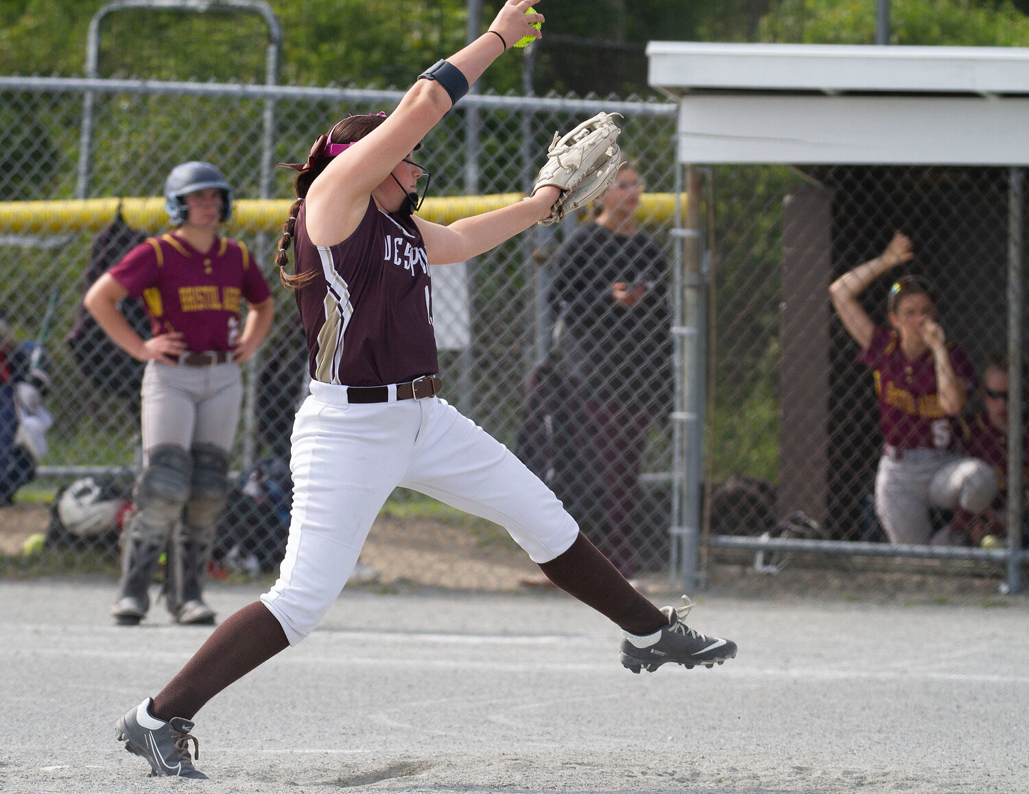 Mackenzy Ponte winds up to make a pitch during the Bristol Aggie game.