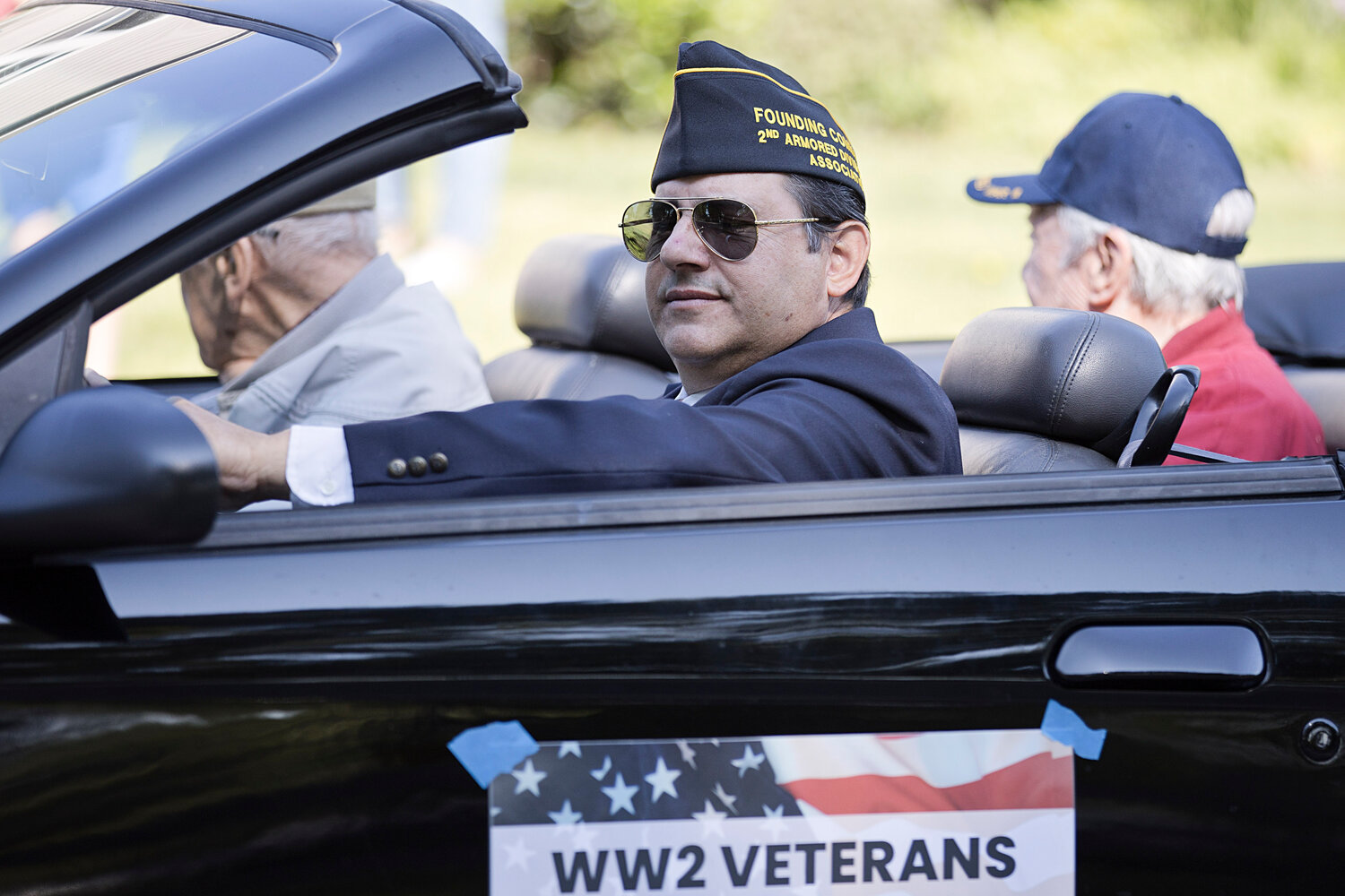 Lt. Colonel Paul C. Dulchinos, Sr. (US Army Retired) along with other Veterans, is recognized in the 1st Division of Barrington's Memorial Day Parade, Monday.
