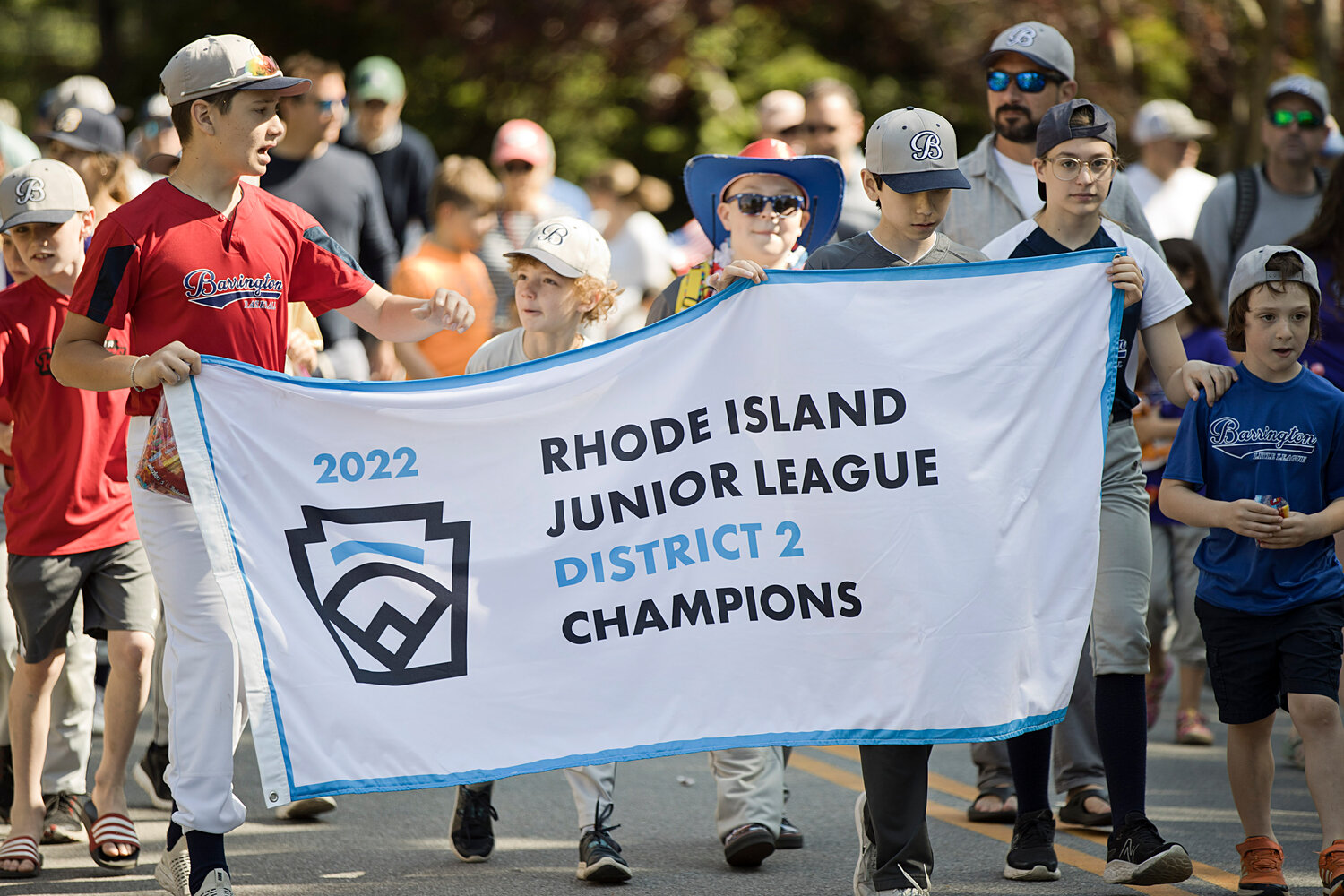 Barrington Little League players march in the parade.