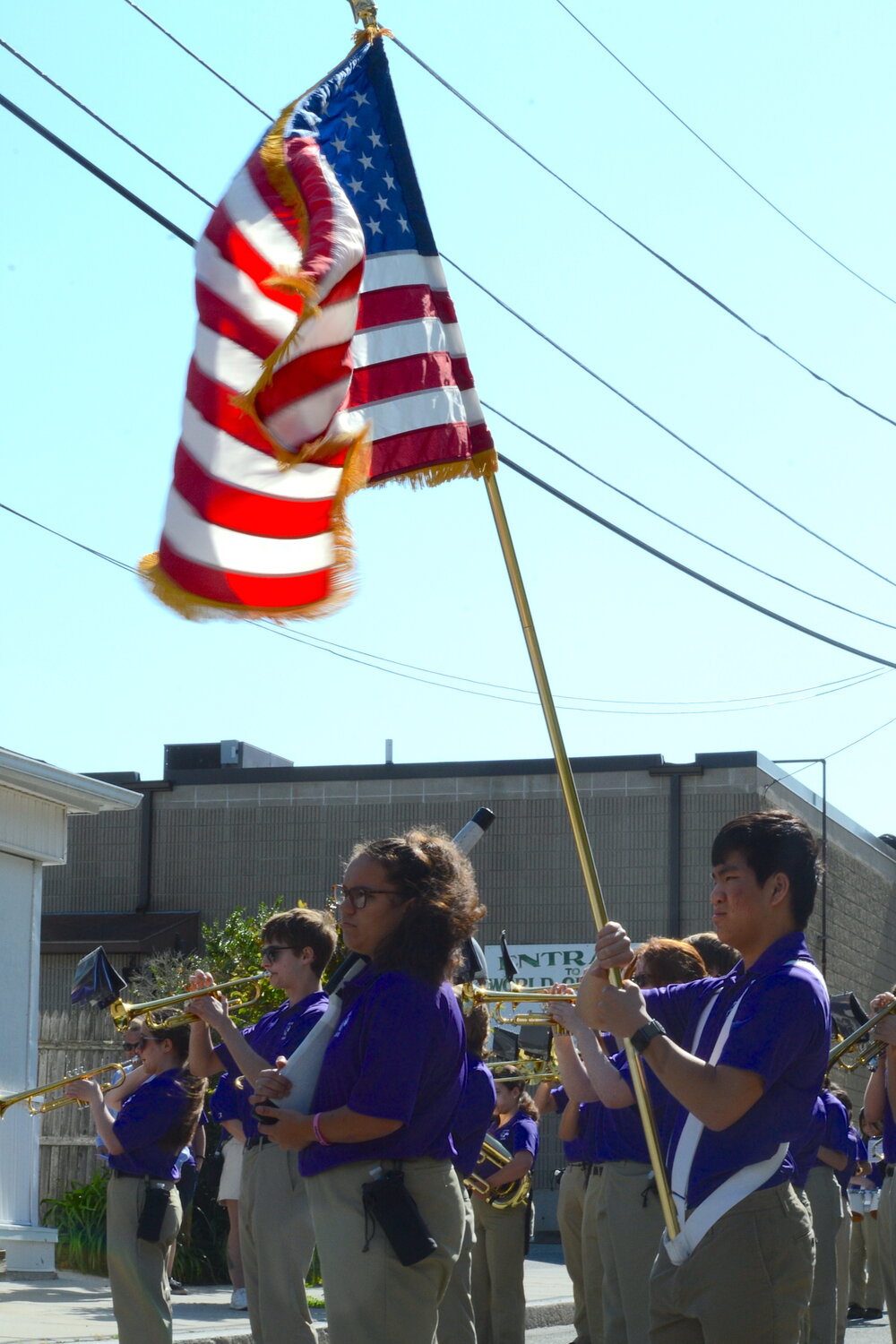 The Mt. Hope High School band plays the National Anthem and the Armed Forces Medley during the town’s annual Memorial Day ceremony at the Town Common on Monday.
