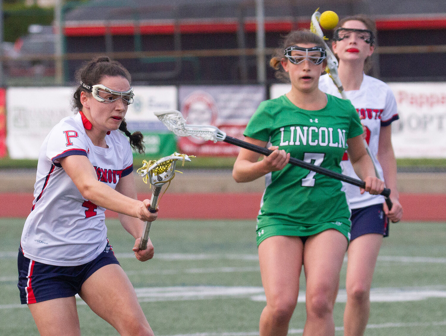 Elizabeth Skeels shoots and scores a goal for the Patriots during their semifinals win over the Lincoln School.