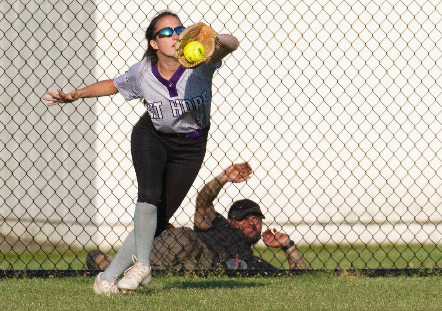 Senior Kylie Rolando makes a catch in right field.