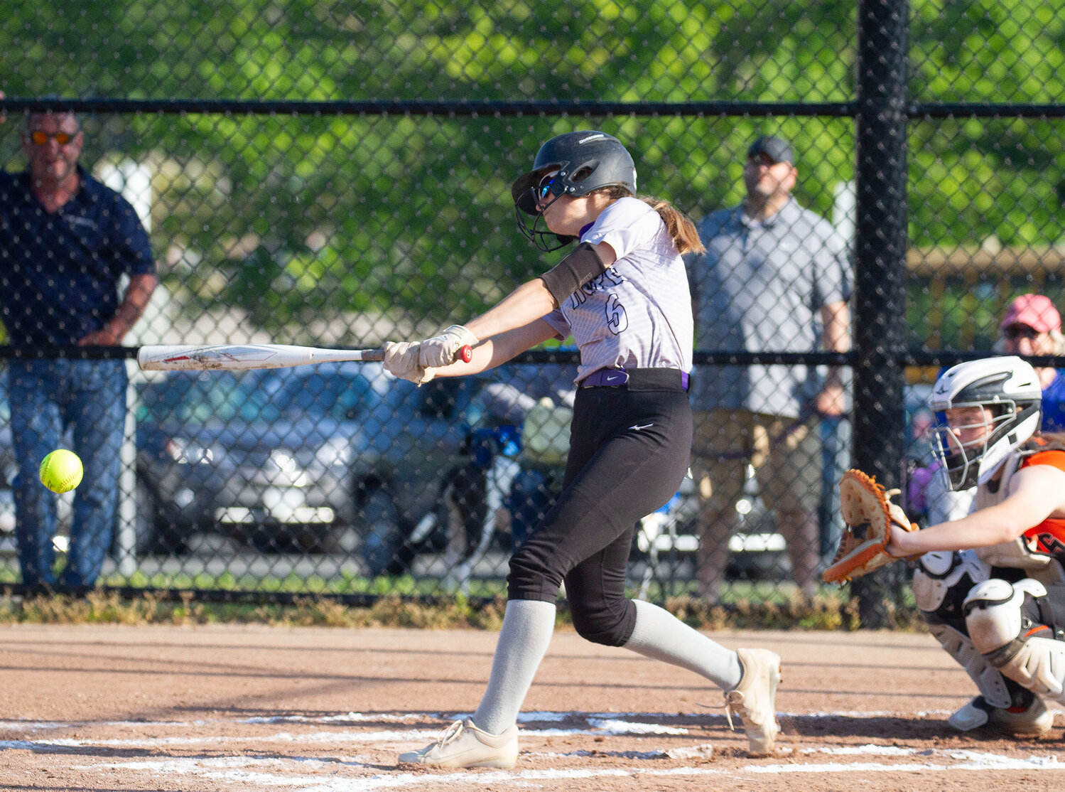 Sydney Crowell smacks a hit during the game. The third baseman was 1 for 3 with a double, an RBI and 2 runs scored.