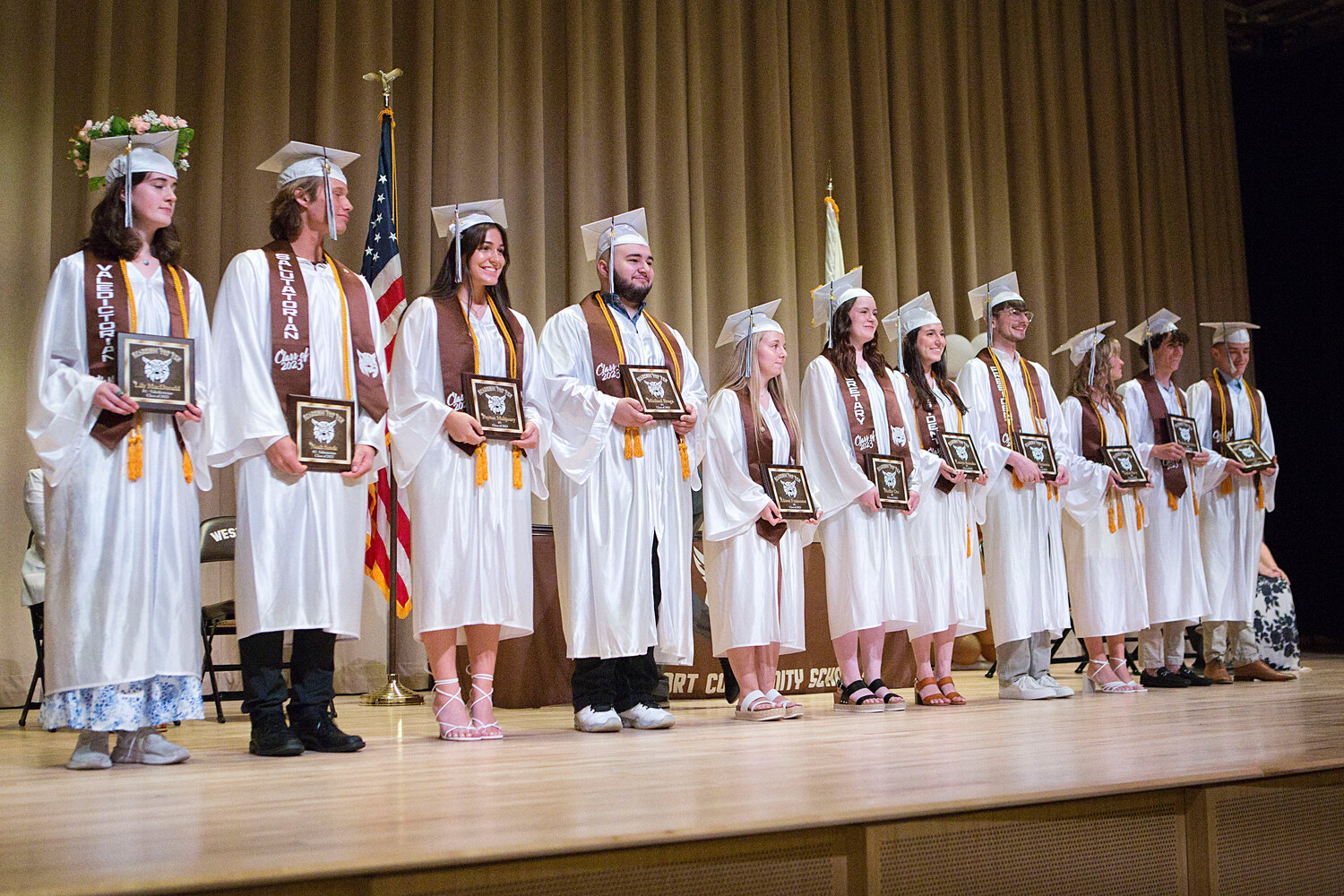 Top 10 graduates are recognized during Westport's graduation ceremony.