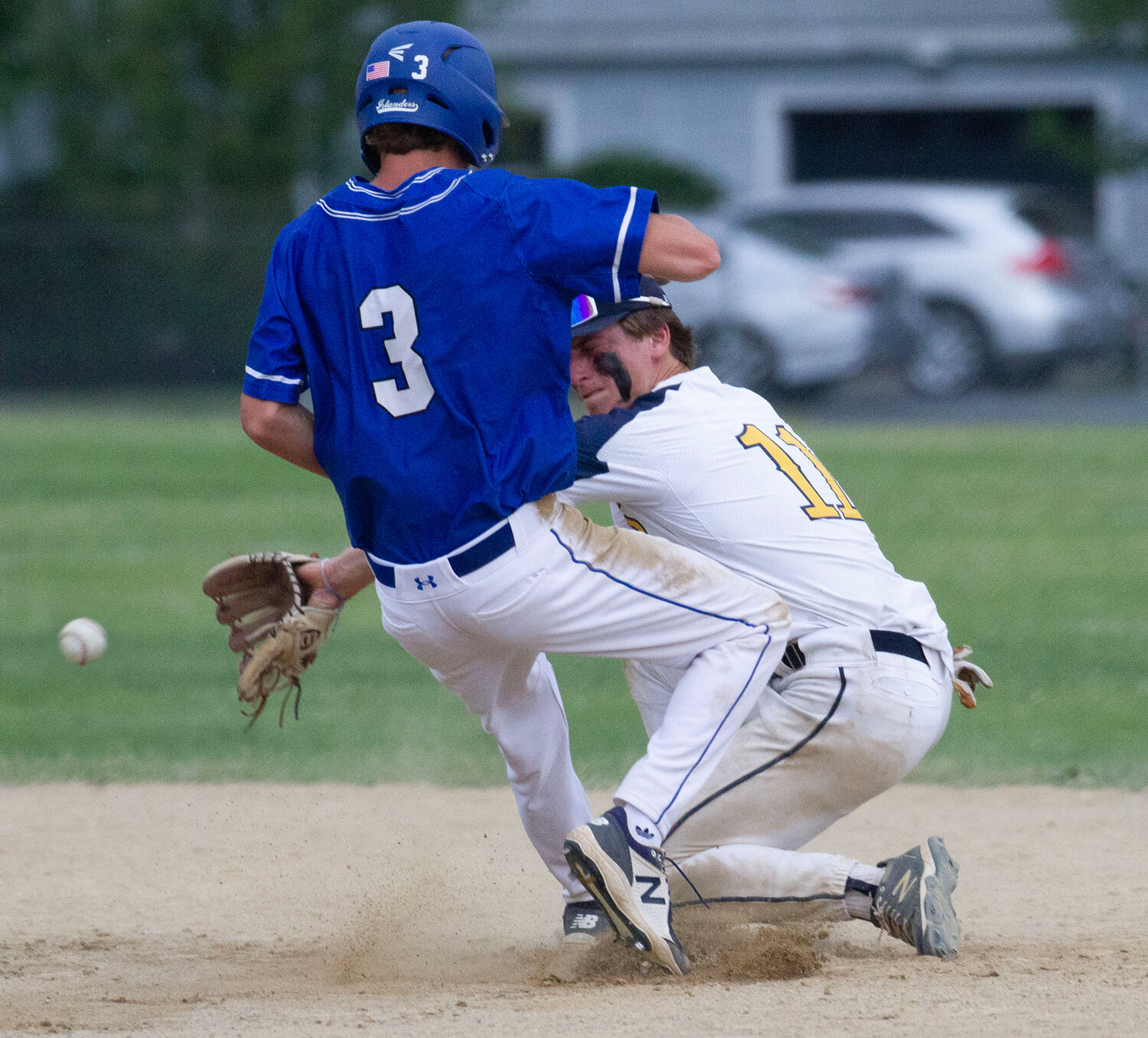 Second baseman Trevor Snow stands his ground during a Middletown steal of second base during Friday’s game.