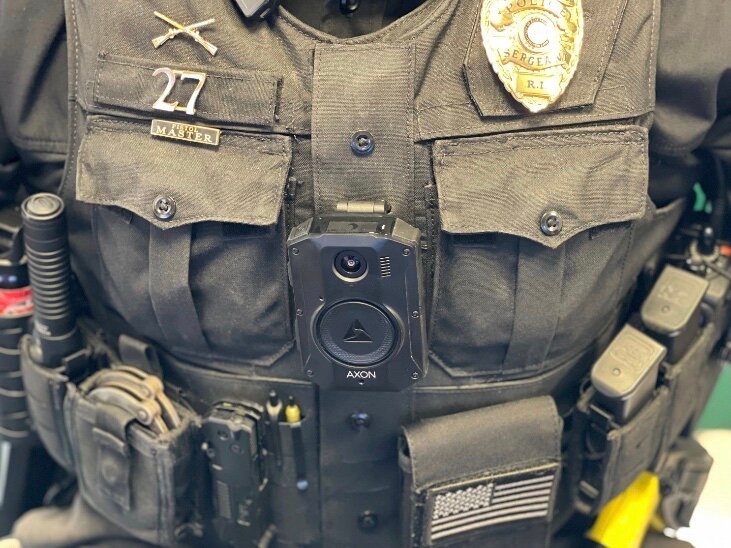 A view of the new body cameras being worn by East Providence Police officers as of Friday, June 9, 2023.
