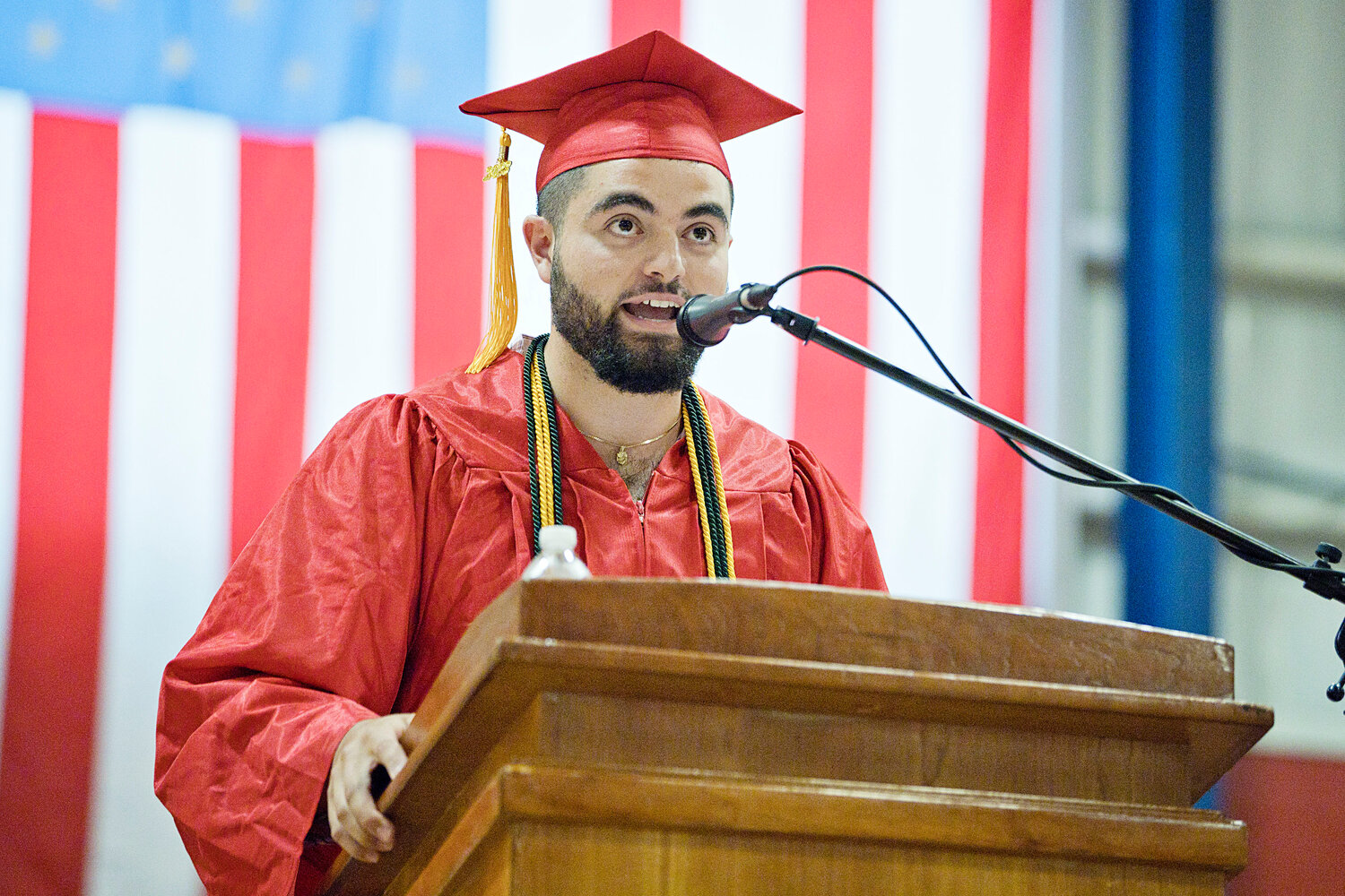 Joseph Nardolillo, the student-chosen speaker, addresses his classmates.