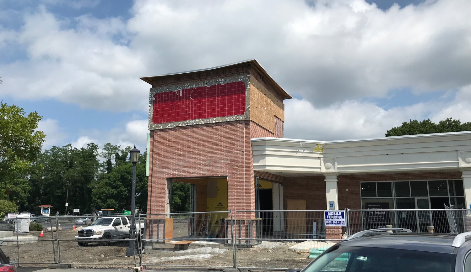 Work is underway on a new Starbucks in the Barrington Shopping Center. Compass real estate and Ivy Rehab are also opening locations in the center.