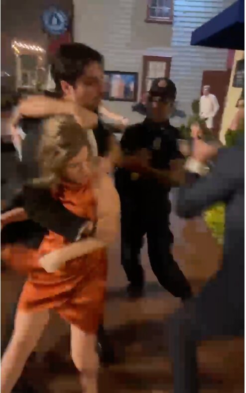 Videos have surfaced showing a fight between members of a wedding party and Newport Police officers on Sunday.