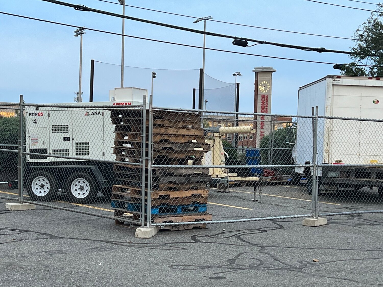 Contractors for the Pawtucket Avenue water pipe replacement project are using the corner lot across from EPHS as the staging area.