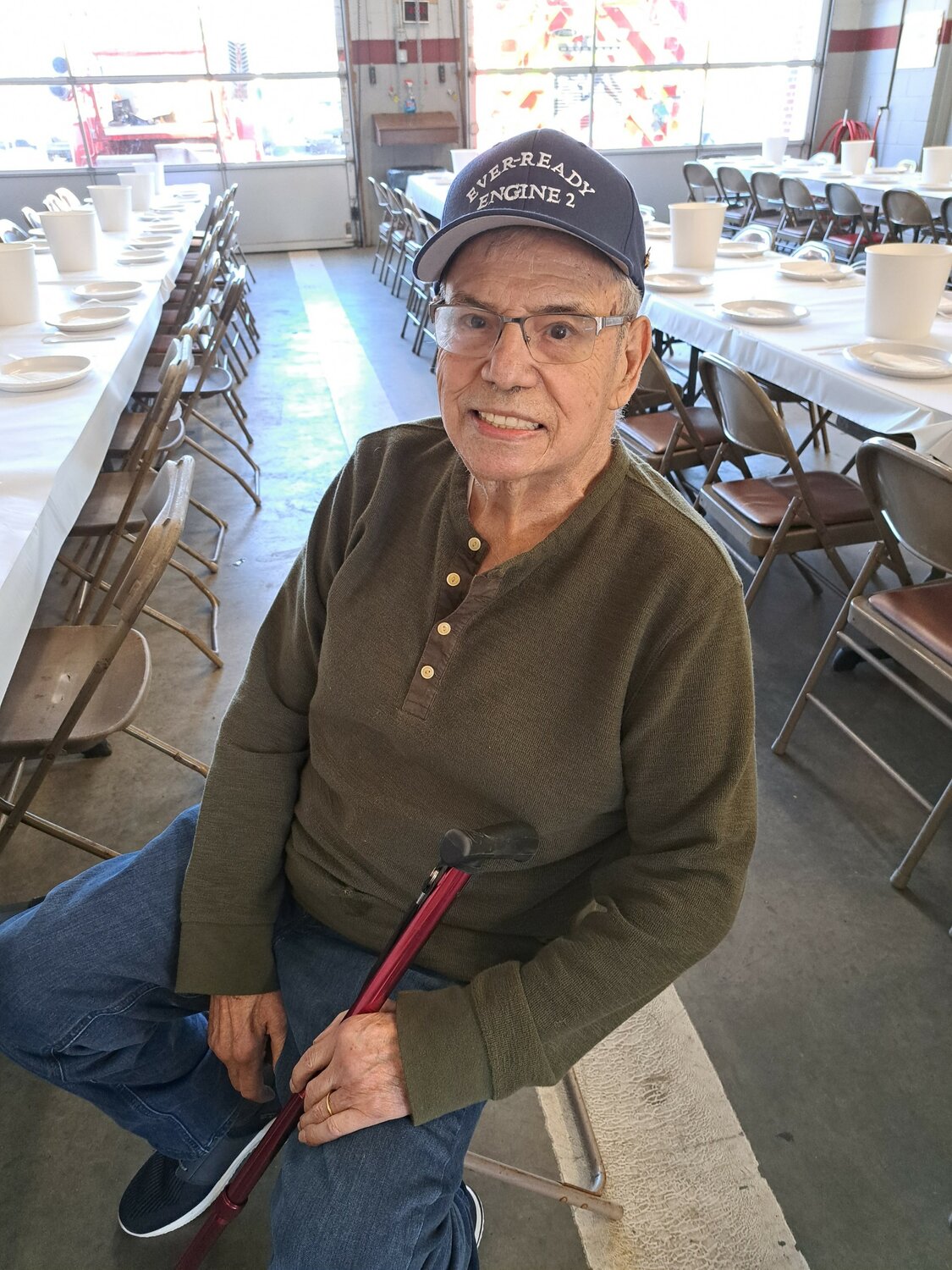 Herculano "Okie" Falcoa, one of the elder statesmen in the Bristol Fire Dept. with 64 years of service, was one of the first to arrive at Friday's annual Old-Timers Clamboil.