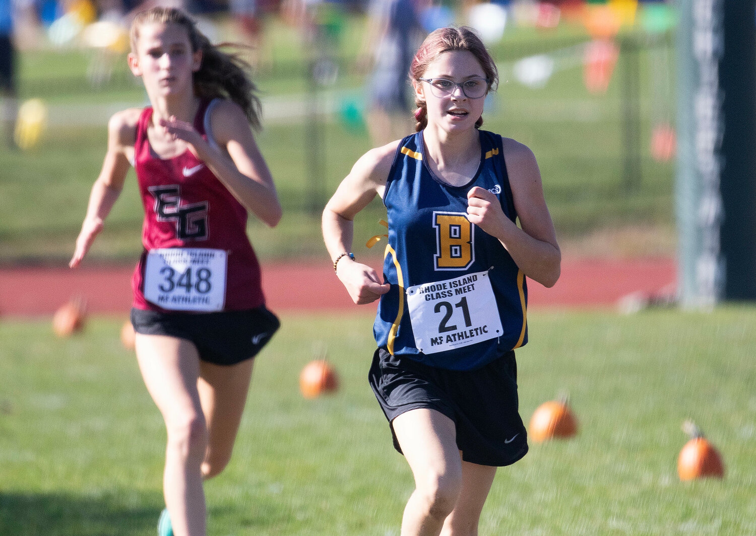 Evelyn Lefort was Barrington’s top finisher in the Class B Championship on Saturday at Ponaganset High School.