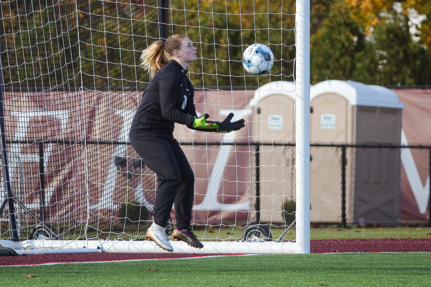 Senior goalkeeper Eve Fitzpatrick was outstanding in net for the Patriots, giving up only one goal — on a meaningless garbage-time penalty kick.
