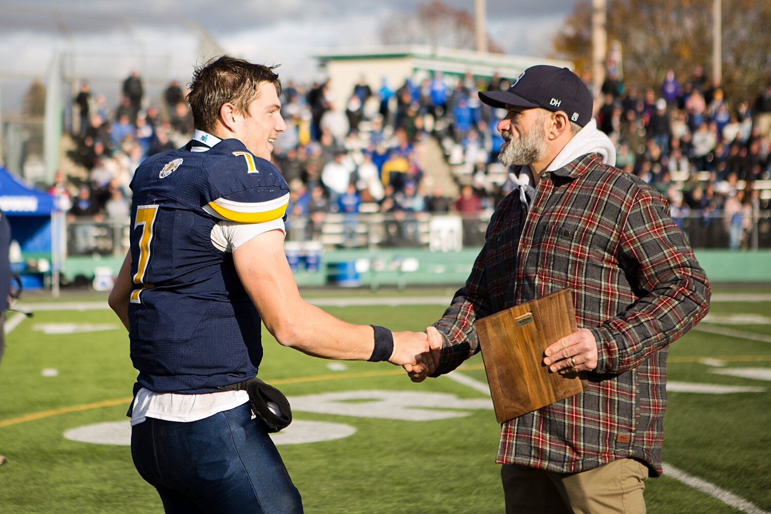 Alex McClelland is awarded MVP at the conclusion of Saturday's D2 Championship against Cumberland.