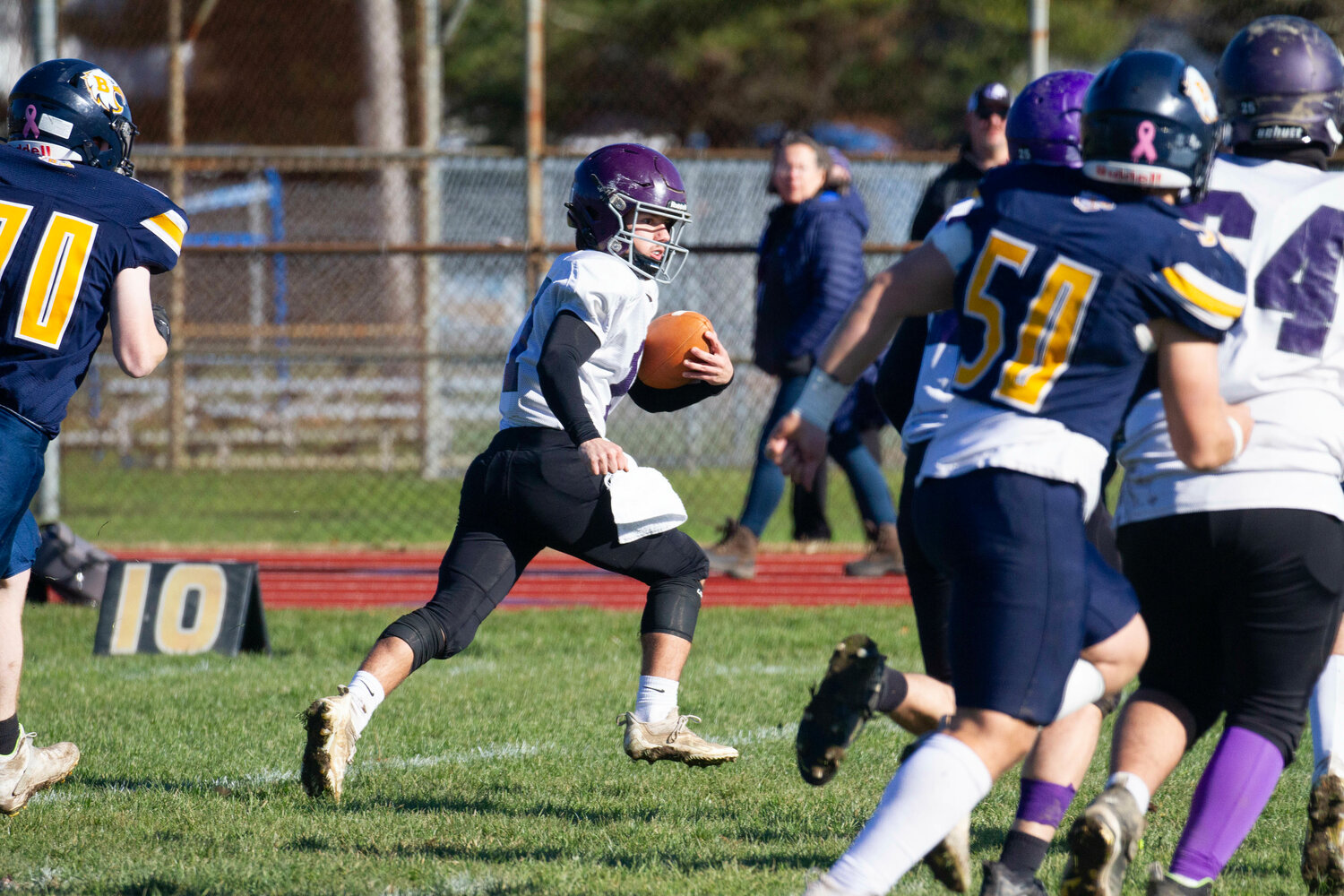 Mt. Hope's Riley Howland gains yards for the Huskies.