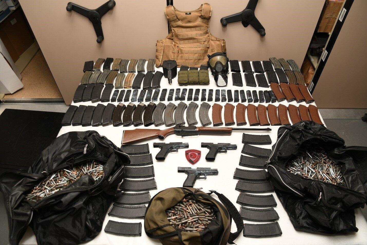 The cache of ammunition recovered by East Providence Police following the Friday, Dec. 1, shooting and motor vehicle chase in city.