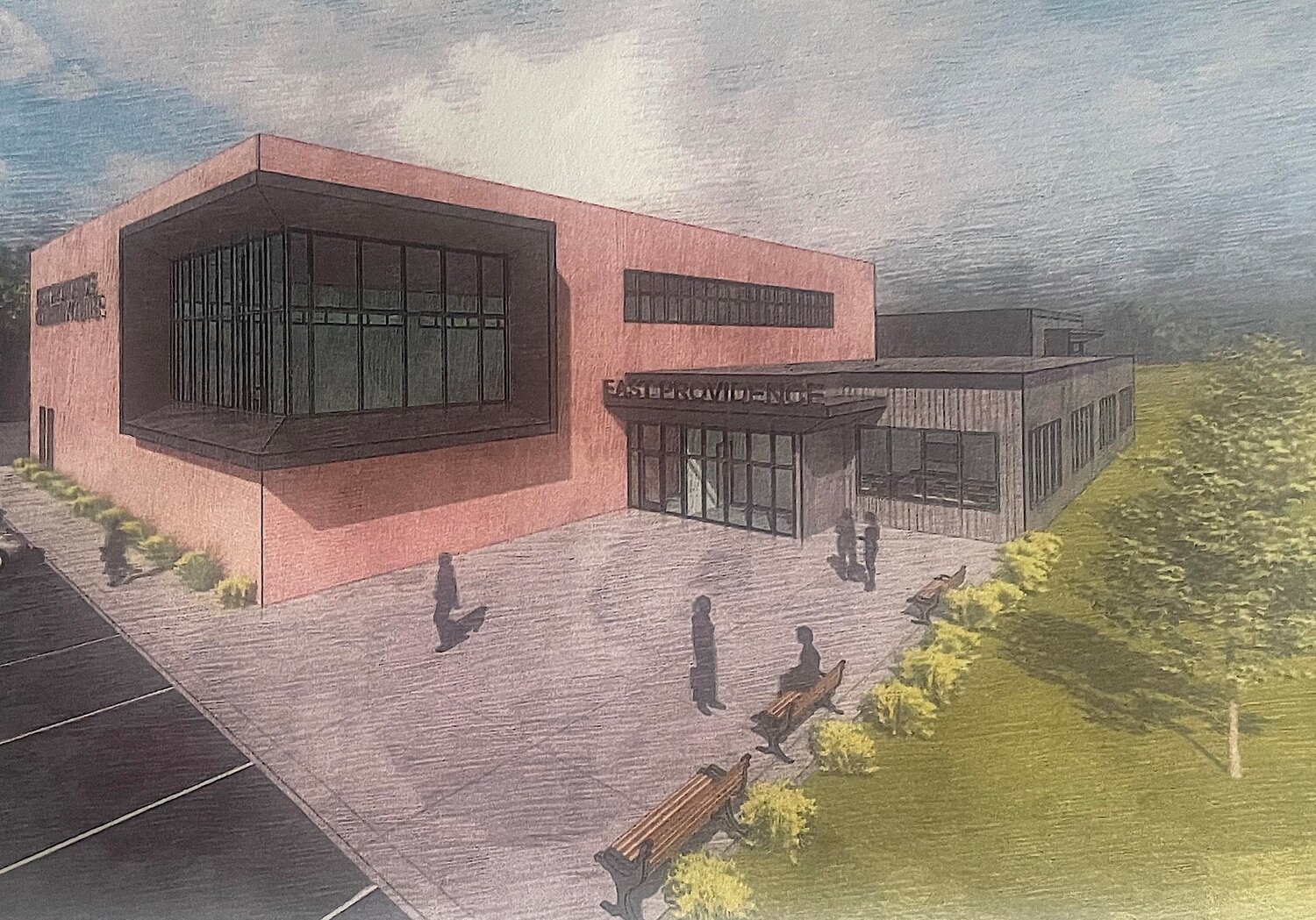 The latest rendering as of December 2023 for the proposed new community/recreation center in East Providence.