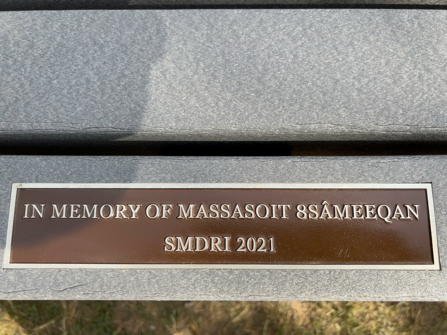 This bench at Burr's Hill commemorates Massasoit Ousamequin, who assisted early American settlers during their grueling first winters in the New World. It was dedicated in August of 2022.
