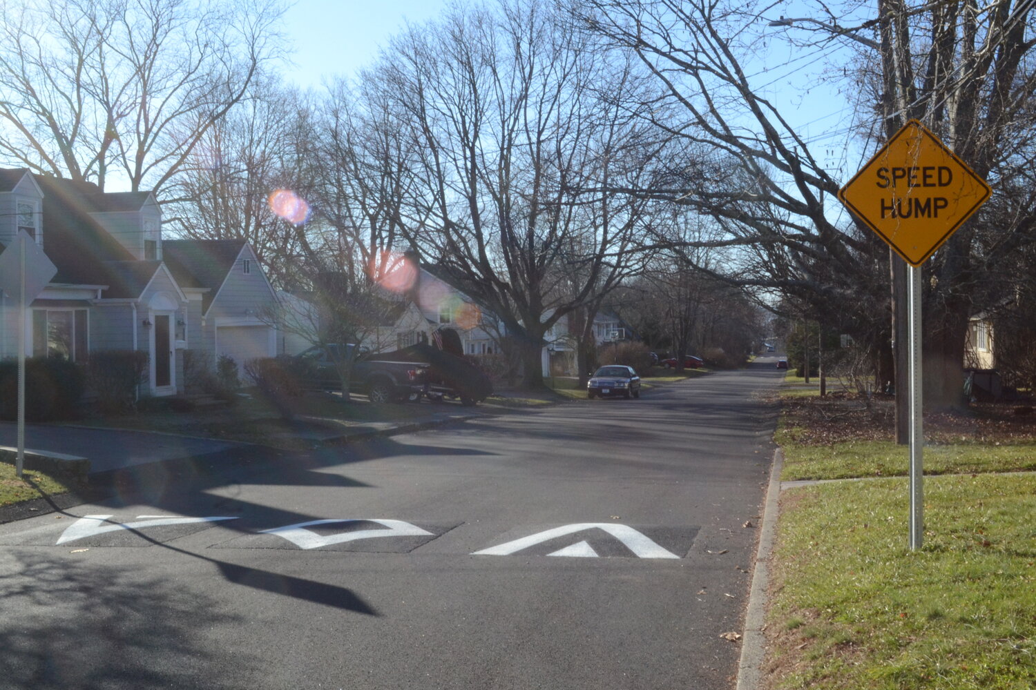 This set of speed humps were recently installed on Peck Avenue, off Hope Street near Rockwell Elementary School.