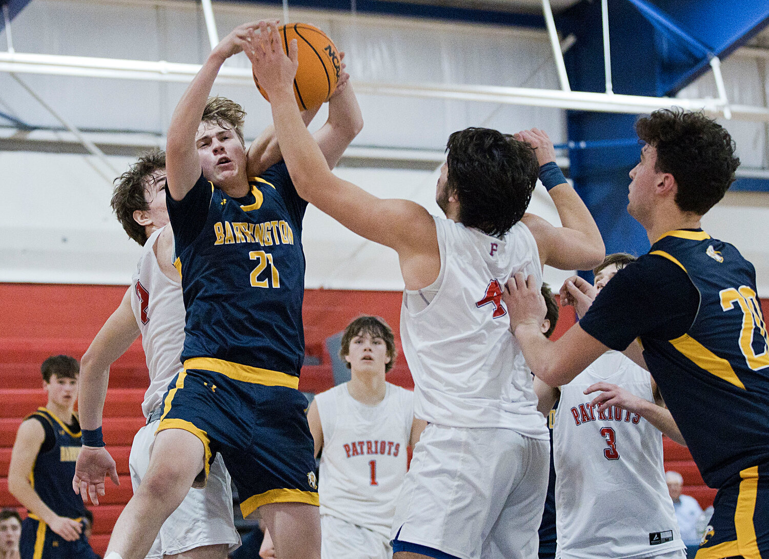 Evan Anderson pulls down a rebound during the second half of Thursday's game against Portsmouth.