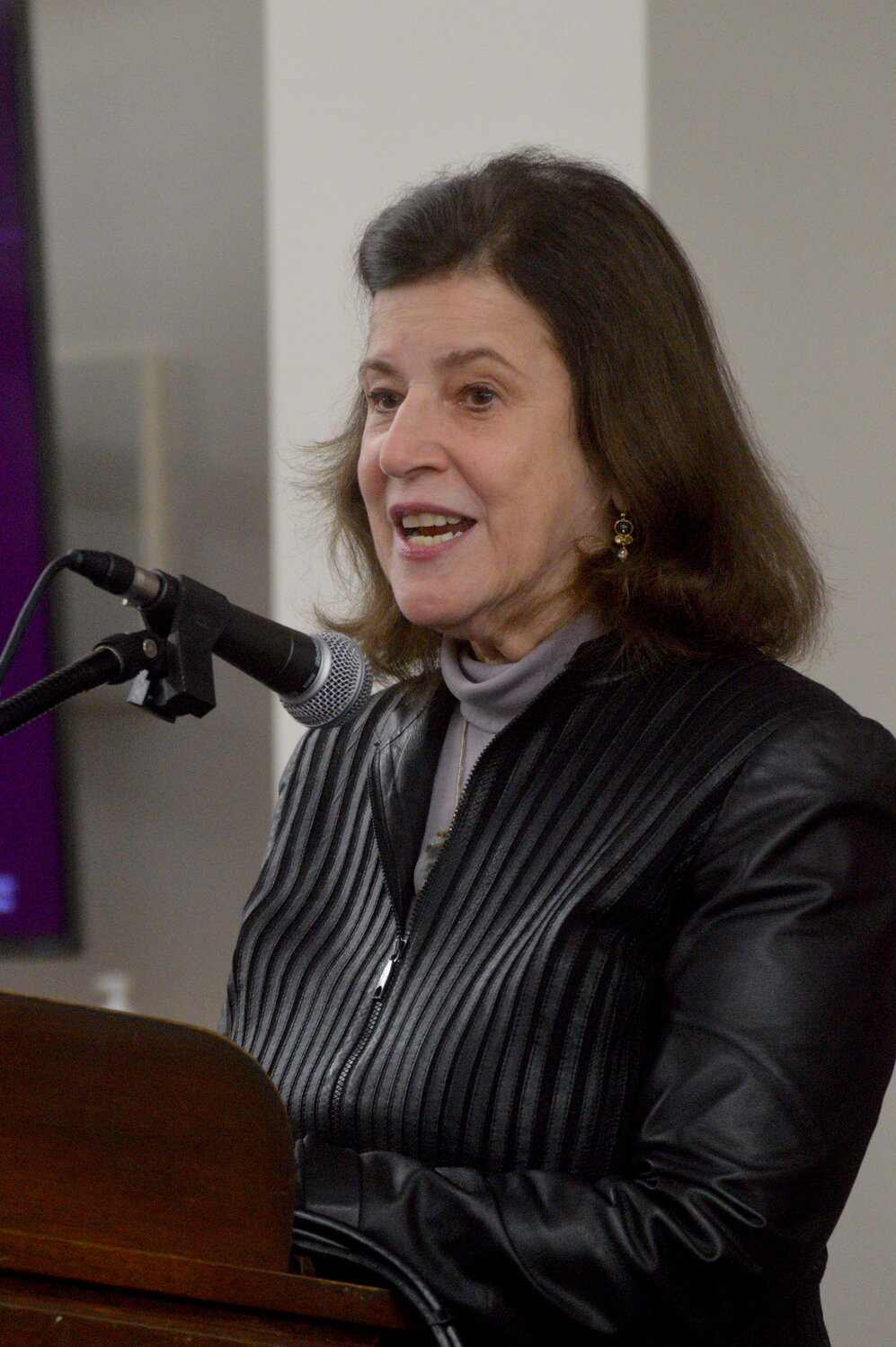 Ellen Galinsky, author of “The Breakthrough Years,” speaks to educators and parents at The Pennfield School Thursday night.