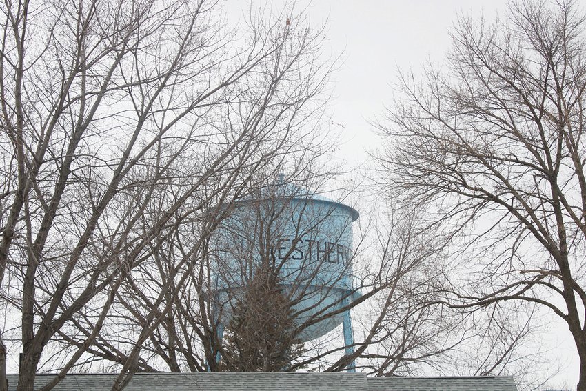 The Estherville City Council is taking bids for painting this water tower off 14th Avenue.  Photo by Amy H. Peterson