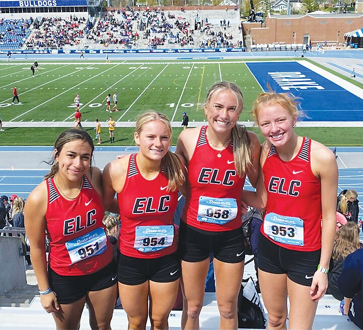 The Estherville Lincoln Central 4x100-meter relay team of Darieliz Acosta, Tatum Dunlavy, Rylee Yager and Brei Christoffer competed at the Drake Relays last Saturday, April 29 in Des Moines. The quartet finished 89th out of 96 high school teams with a time of 52.85 seconds.