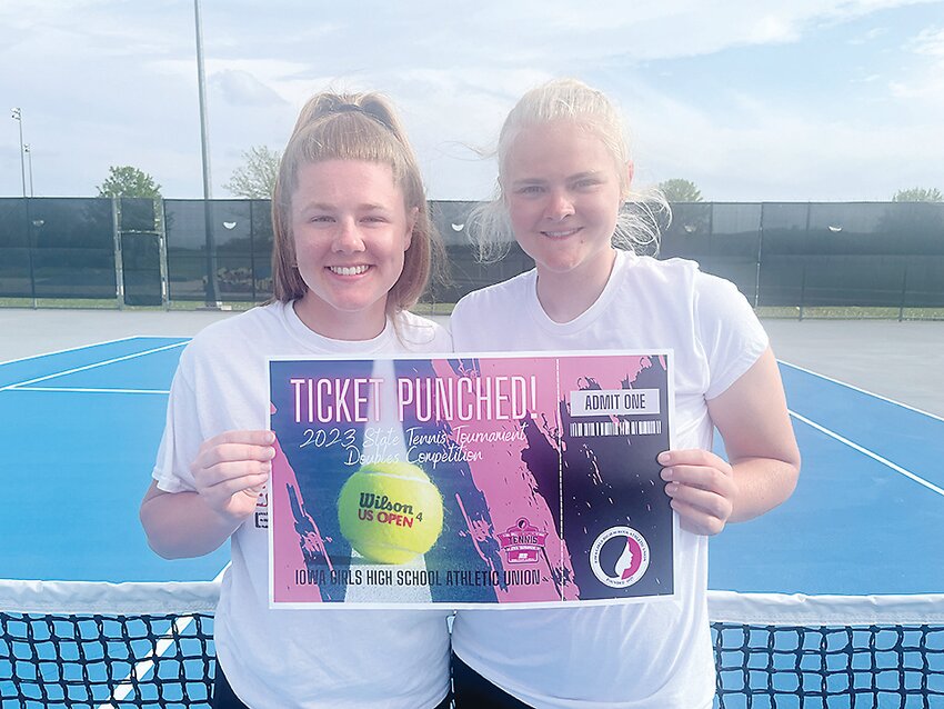 Kennedy Paul and Jersie Nitchals will compete at the 2023 State Tennis Tournament in doubles competition, May 26-27 in Waterloo.