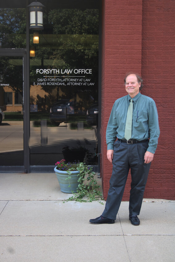 David Forsyth took a break on a sunny afternoon last week outside the law offices of Forsyth &amp; Rosendahl in downtown Estherville. Forsyth told the Estherville News he feels the city has good bones.