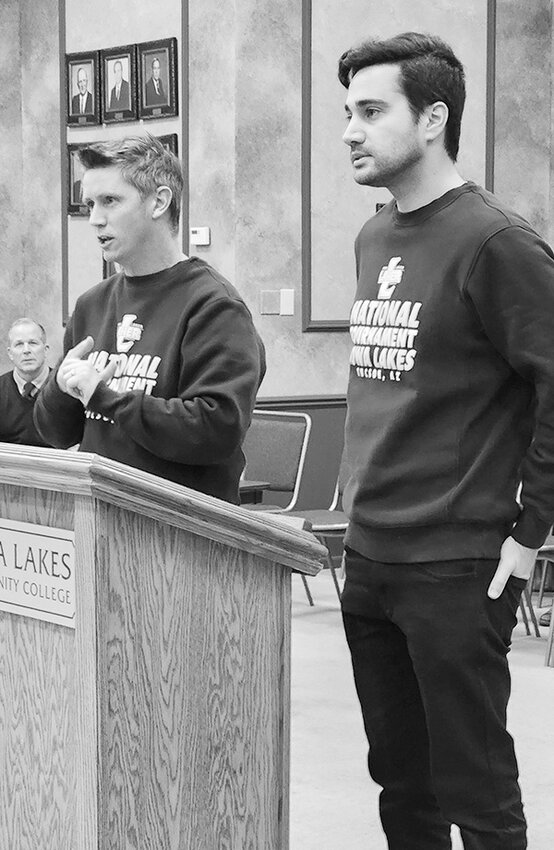 Iowa Lakes head men’s soccer Coach Ben MacRae and Assistant Coach Nick Semnani told trustees about the team’s efforts.