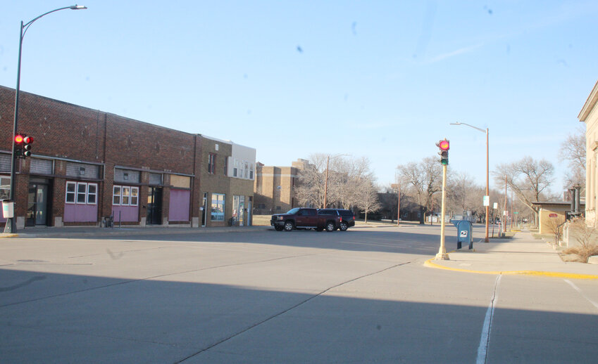 A view of the intersection at North Sixth Street and 2nd Ave. North from the southeast. The Donovan building to the left is the site of a proposed preschool expansion from Tiny Treasures Daycare. Farther on the left side is the Head Start playground and building. The right side of the street includes Tiny Treasures and Lil Tykes daycare centers.