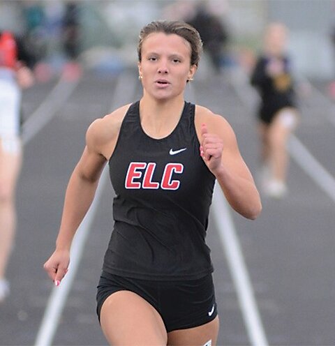 ELC’s Jasey Anderson set school records in the 100 and 200-meter races at Emmetsburg on Monday.