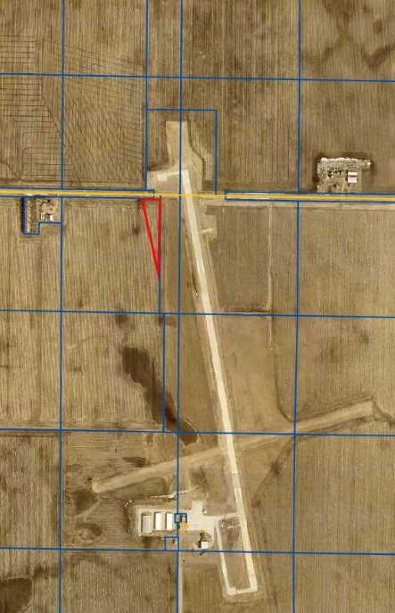 This map shows the parcel of land the city purchased from Greig Brothers to expand the taxiway for better municipal traffic flow at the Estherville Municipal Airport.