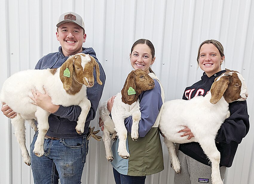 FFA members River Rasmussen, Cara Schiltz, and Jasey Anderson are three of the students who have been working on the Estherville FFA Learning Center Project since the beginning.