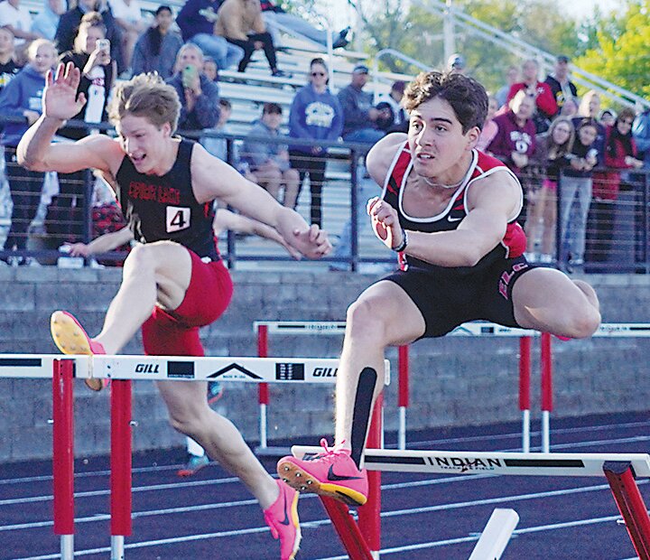 ELC’s Yahir Camberos ran the final leg of the shuttle hurdle relay, which finished second at last Thursday’s state qualifying meet and set a school record.