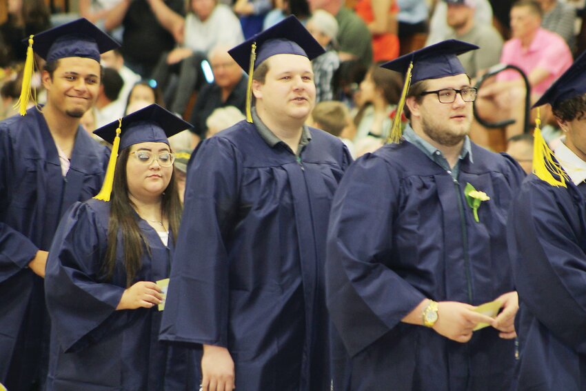 Front, Scott Whitacre, ELC &lsquo;21, was active in the music department while earning his Associate of Arts at Iowa Lakes Community College. Find more photos from the graduation on Page 11A of today&rsquo;s Estherville News.