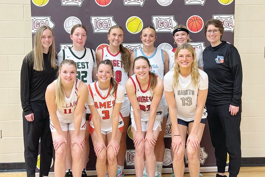 ELC’s Haylee Stokes, third from left in the front, and Rylee Yager, third from left in the back row, played for the 3A/4A/5A Select White All-Star Team this past weekend.