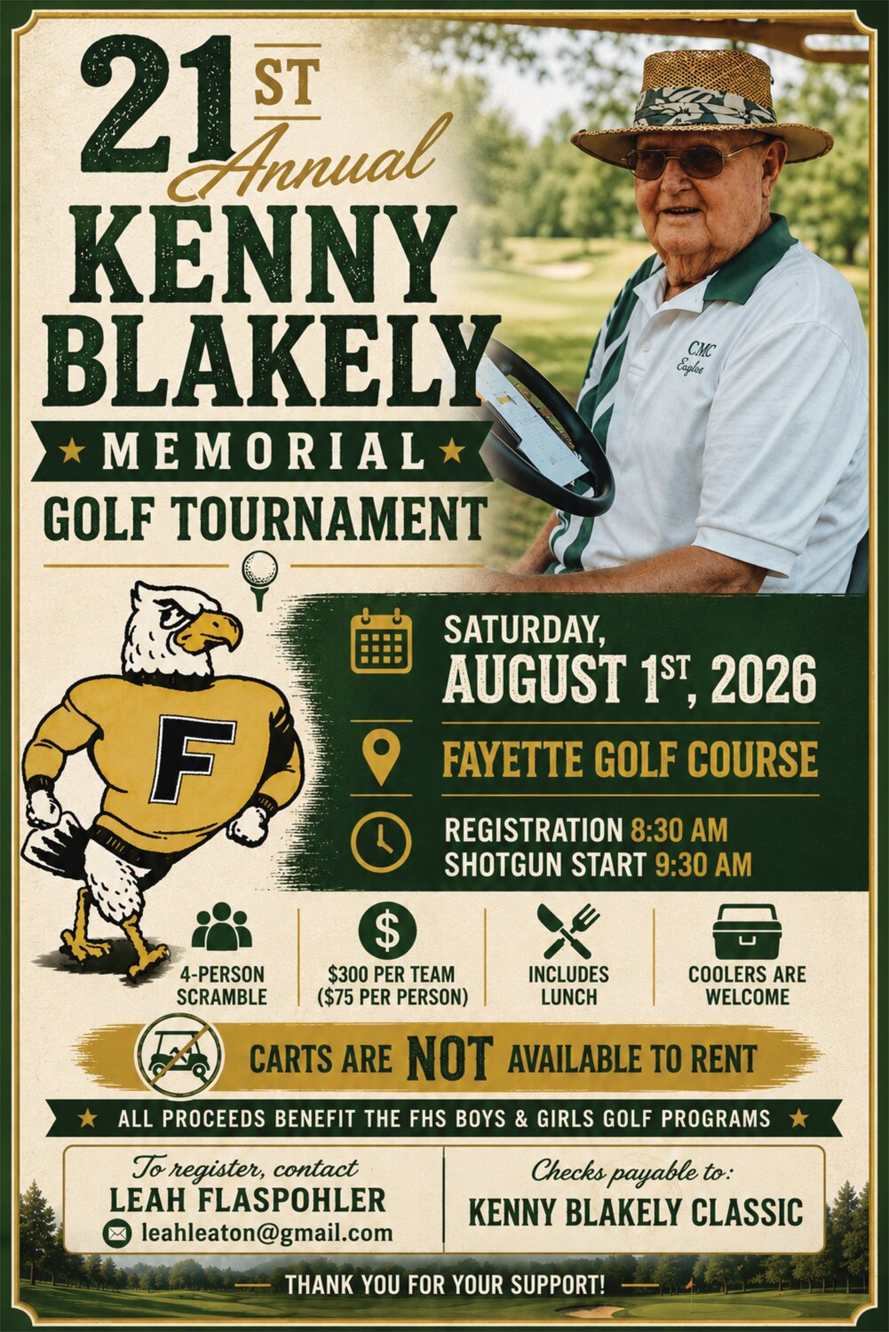 Kenny Blakely Golf Tournament Aug. 1