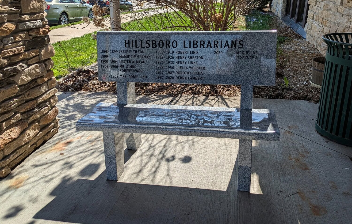 New Library Benches Serve As Memorial Monuments - Hillsboro Sentry ...