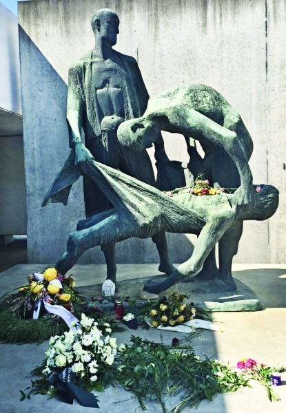 The memorial at the crematorium at the Sachsenhausen concentration camp.