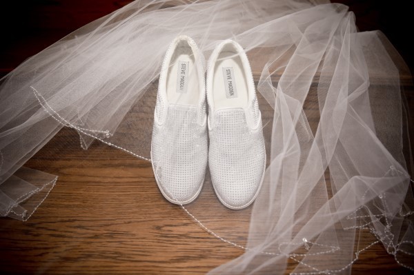 The bride insisted on comfortable shoes.