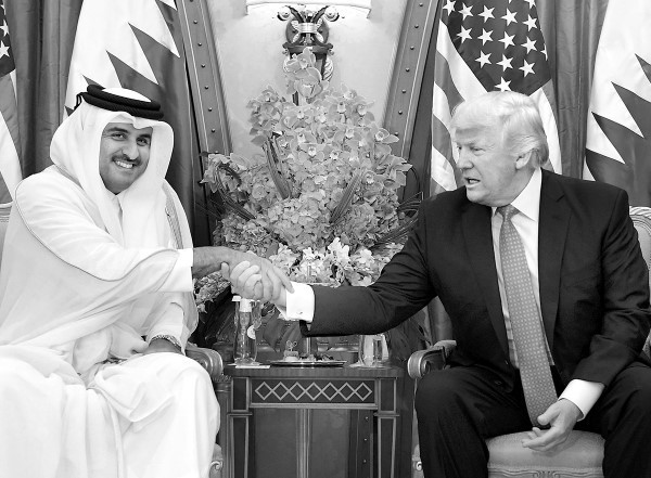 President Donald Trump meeting with Qatar&rsquo;s Emir Sheikh Tamim Bin Hamad Al-Thani at a bilateral meeting   at a hotel in Riyadh, Saudi Arabia, May 21, 2017.